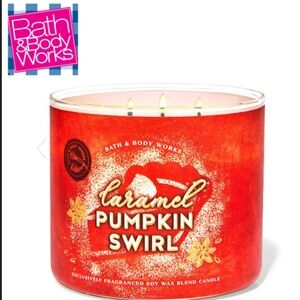 Bath and Body Works Caramel Pumpkin Swirl 3 wick candle.